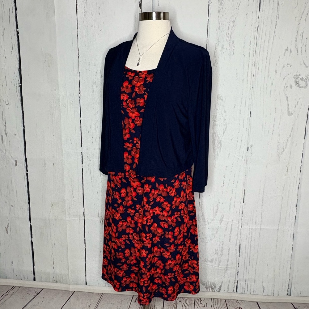 Floral Navy and Red Women's Skirt